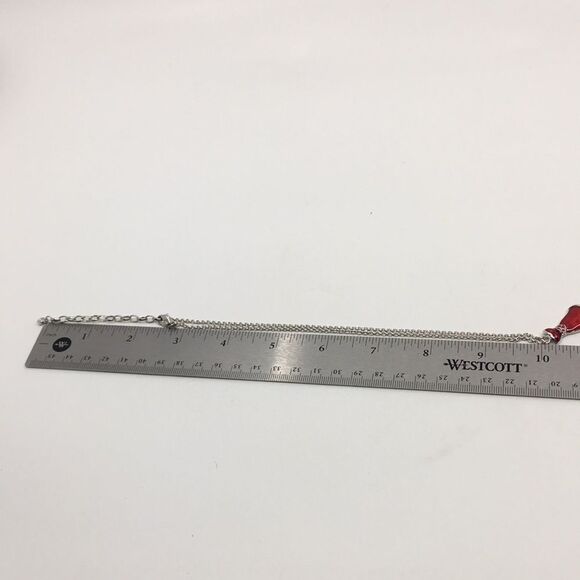 Swarovski Red Enamel Dress Pendant Silver Tone Necklace - Picture 16 of 16